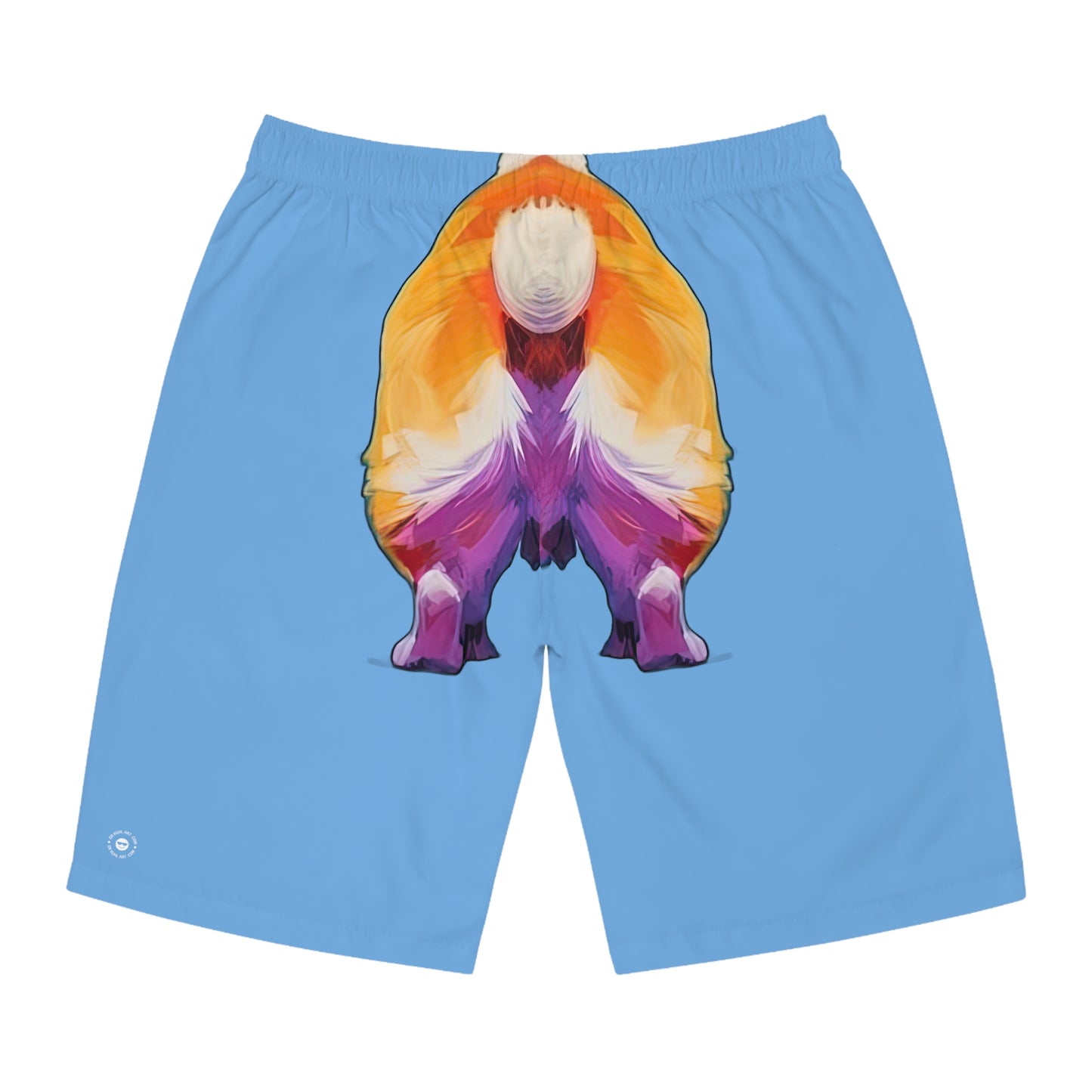 Corgi Butt Wiggle in Blue - Artistic Board Shorts