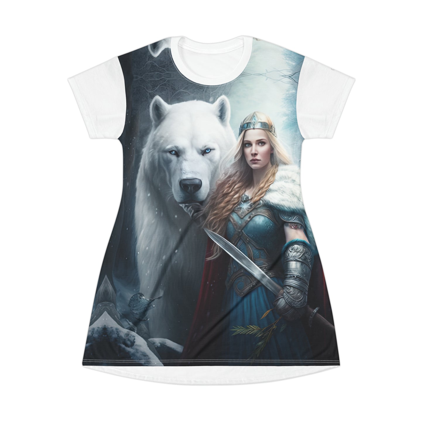 Polar Bear Baroness in White - Artsy T-Shirt Dress