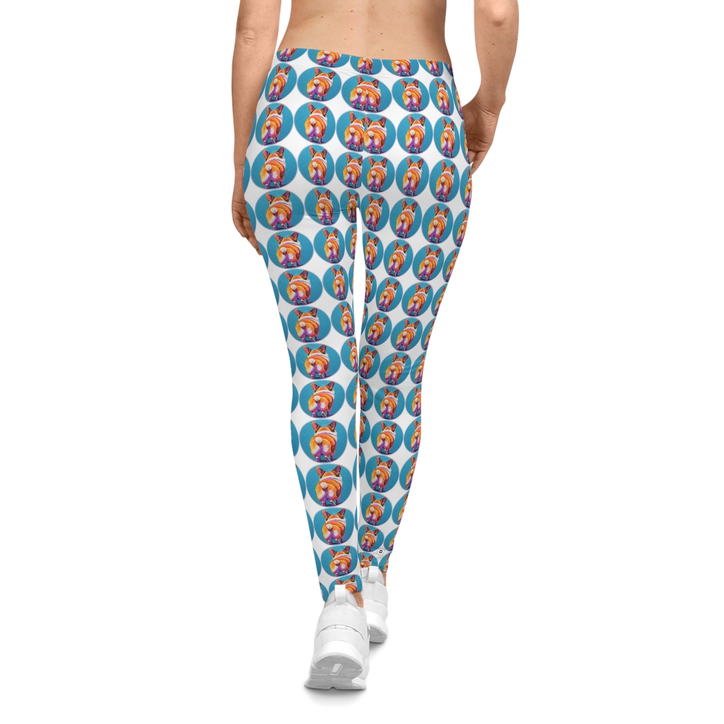 Corgi Butt Dots in White - Artistic Leggings