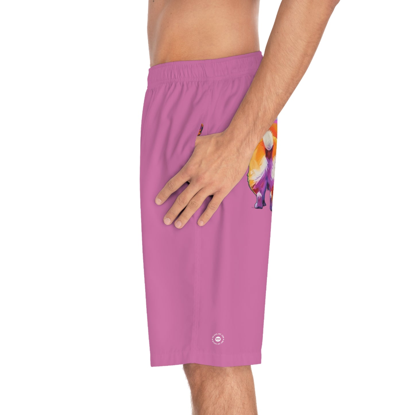 Corgi Butt in Pink - Artistic Board Shorts