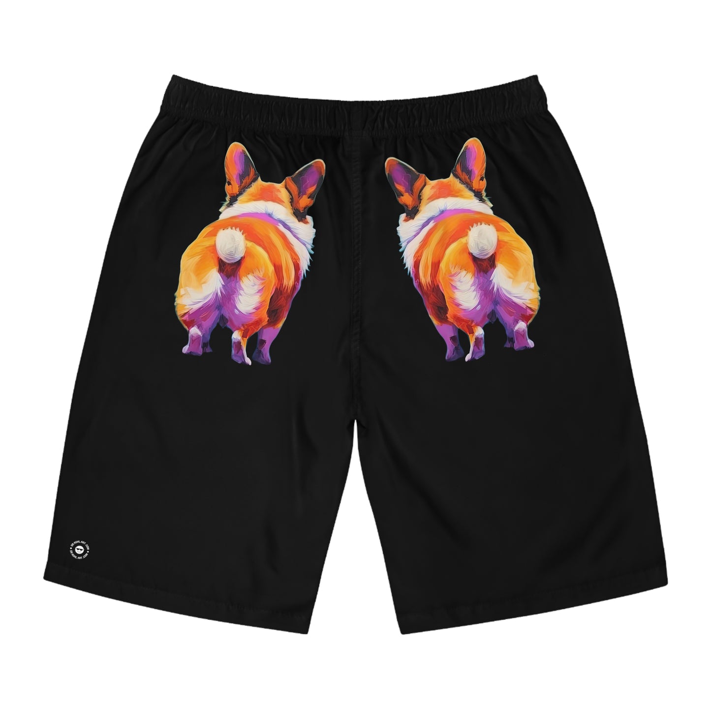 Corgi Butt in Black - Artistic Board Shorts