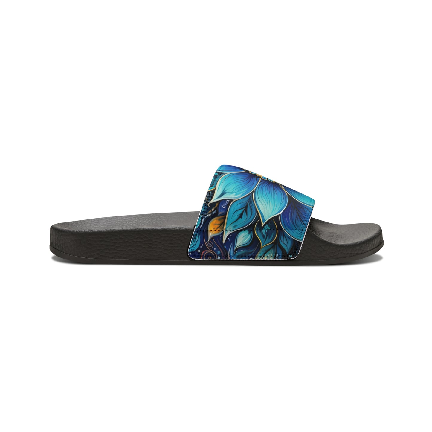 Blue Floral Mandala - Men's Slides