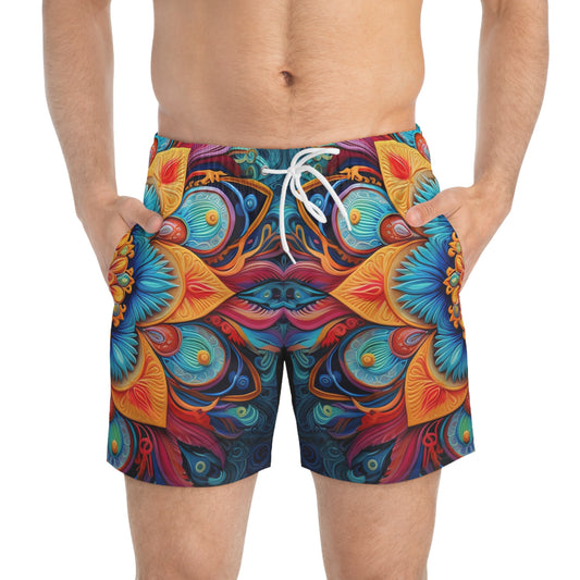 Floral Mandala - Artsy Swim Trunks