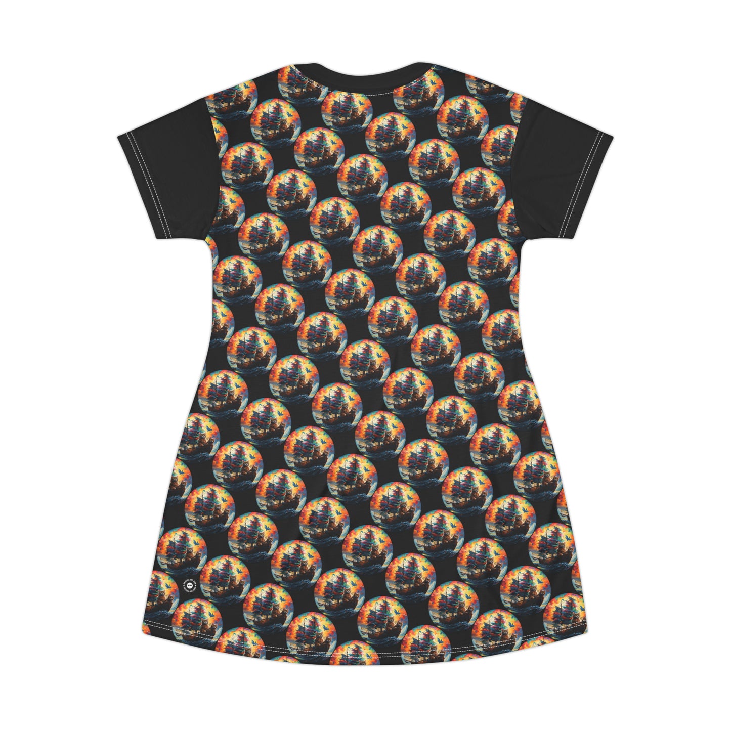 Sea Cats Dots - Artsy T-Shirt Dress