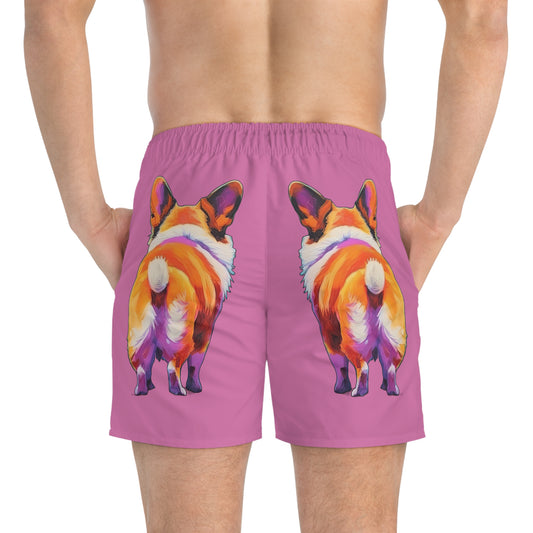 Corgi Butt in Pink - Artsy Swim Trunks