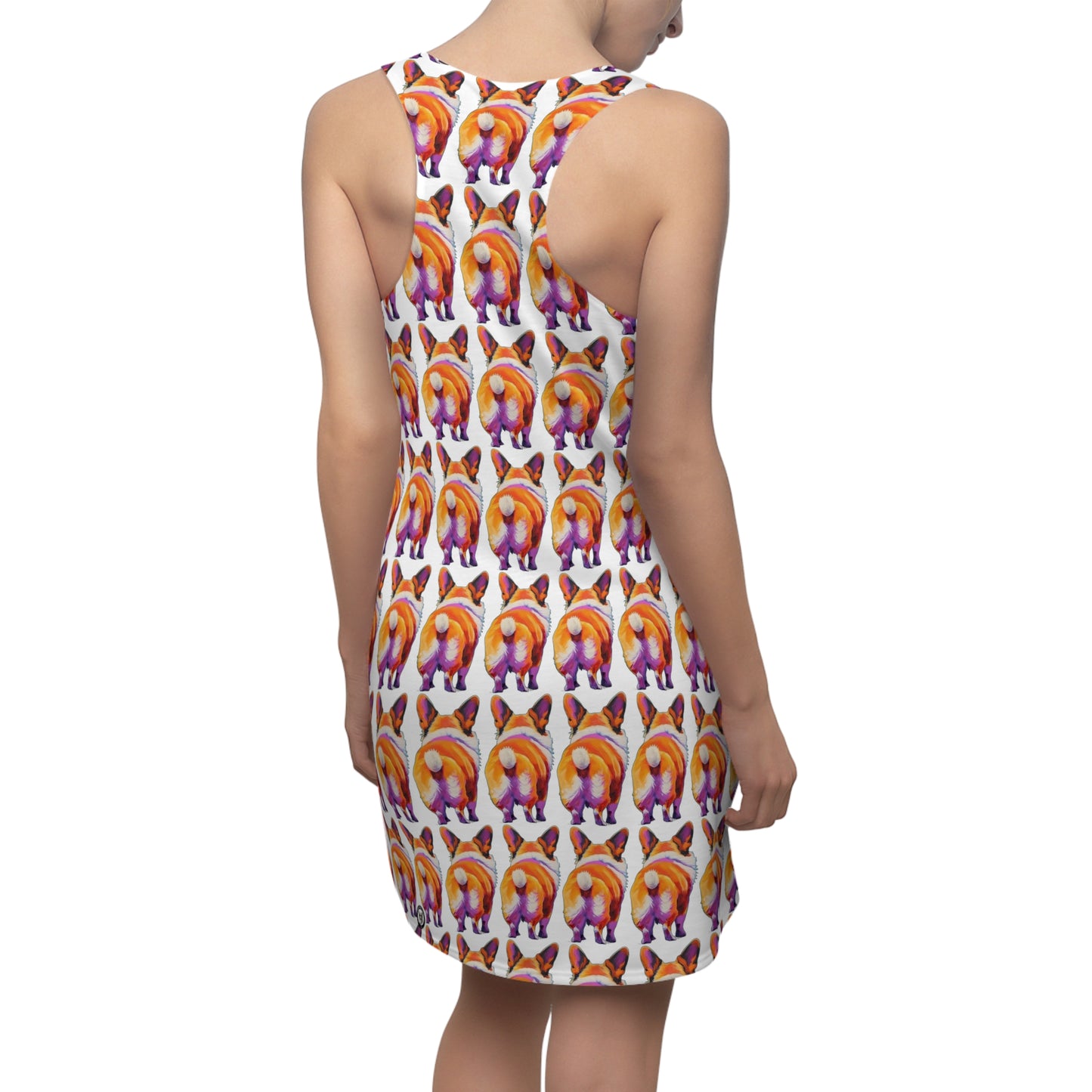 Corgi Butt Mosaic in White - Artistic Racerback Dress