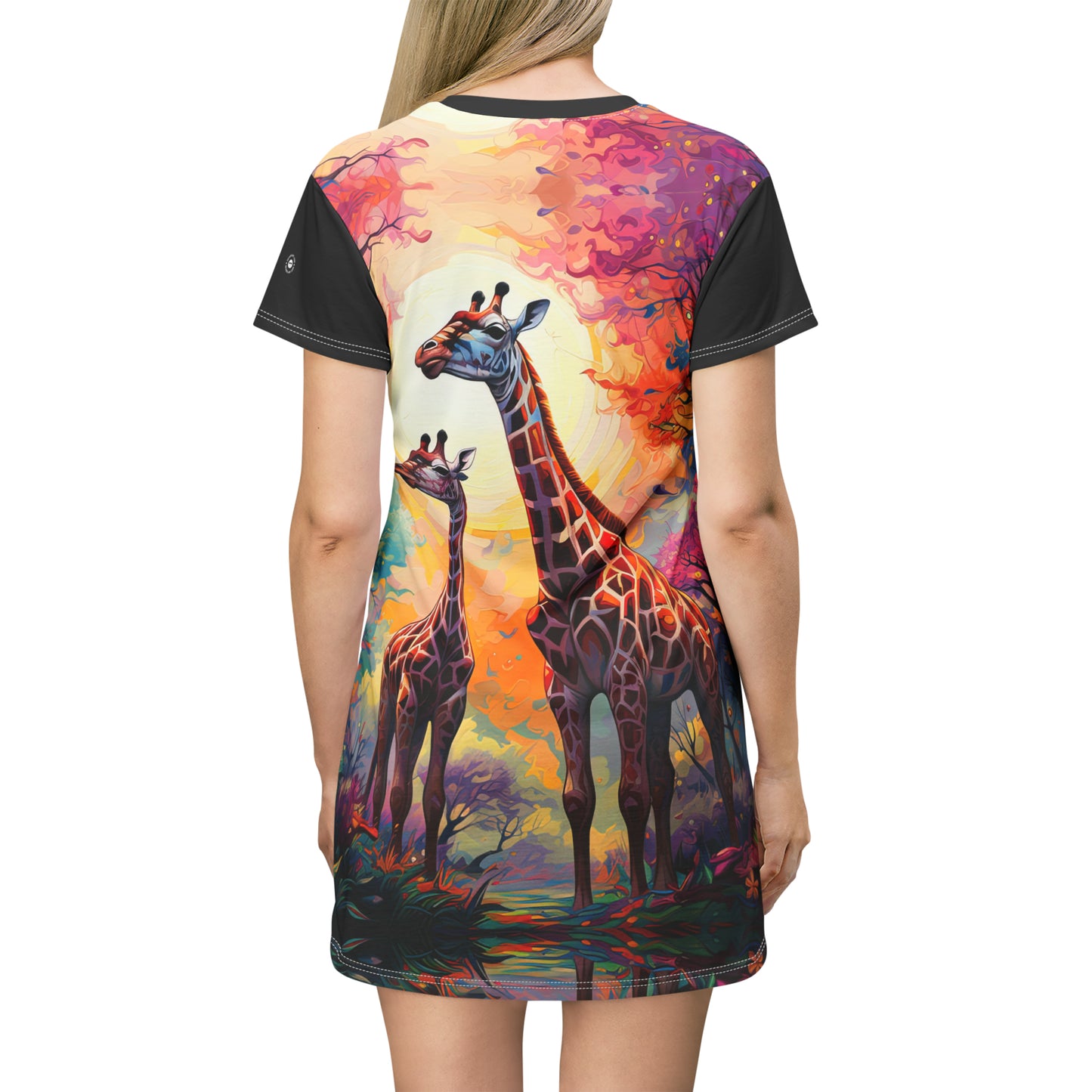 Giraffe Sunrise - Artsy T-Shirt Dress