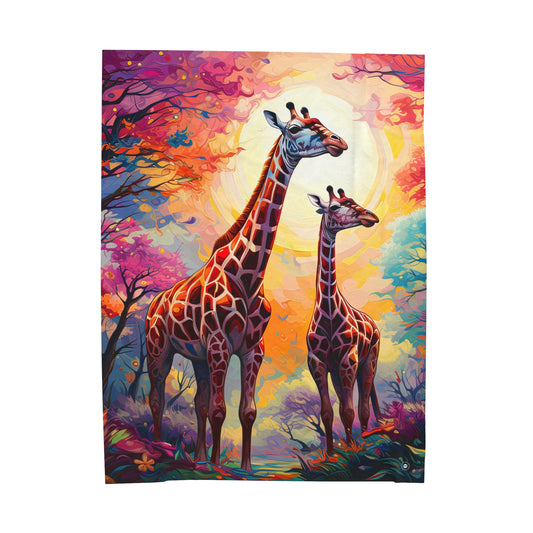 Giraffe Sunrise - Artsy Throw Blanket