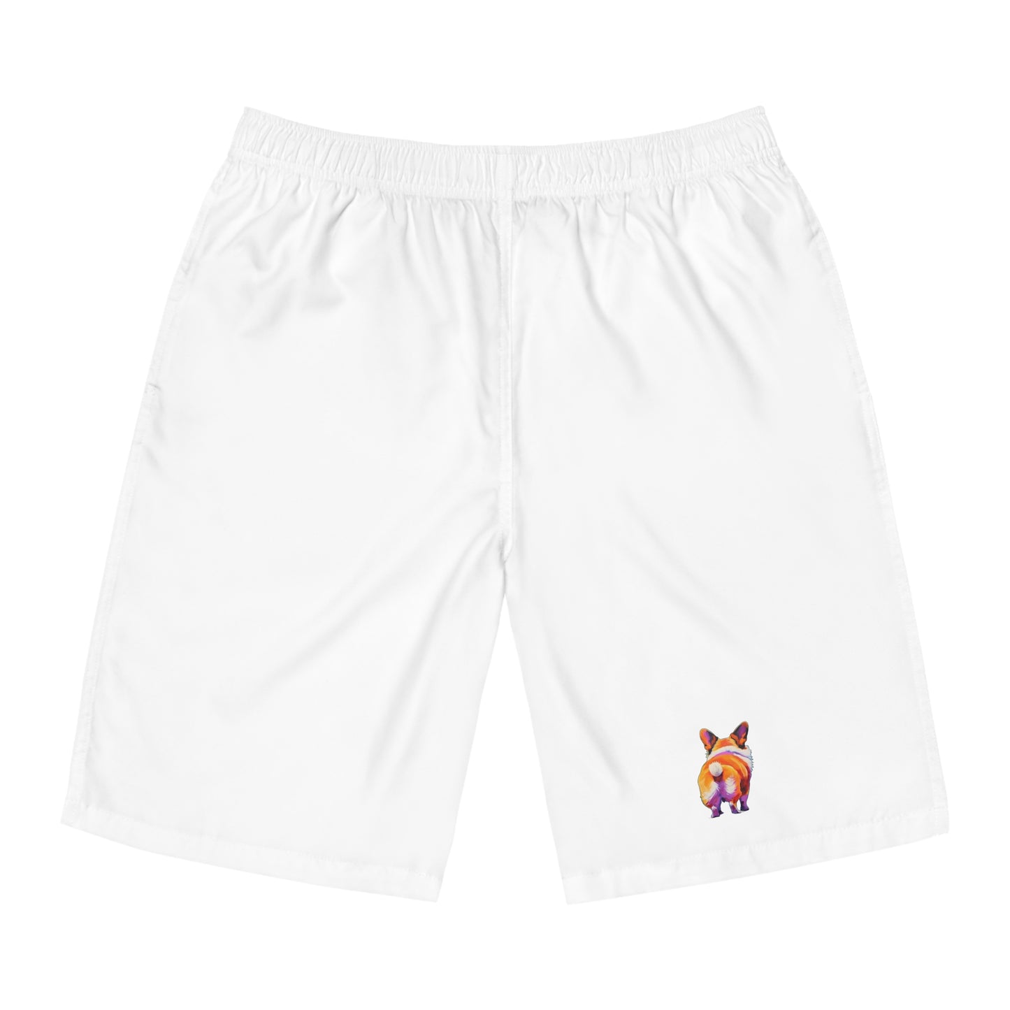 Corgi Butt in White - Artistic Board Shorts