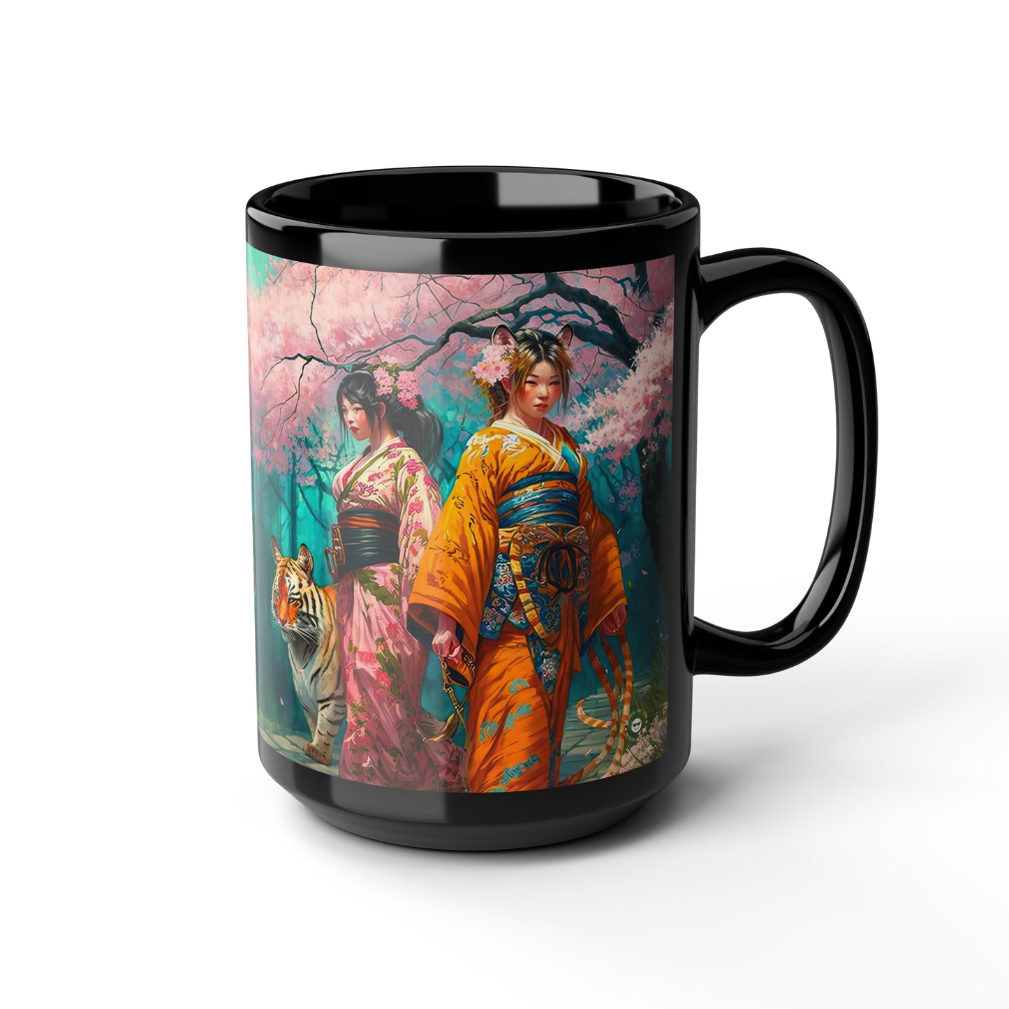 Cherry Blossom Tiger Geishas - Mug Art