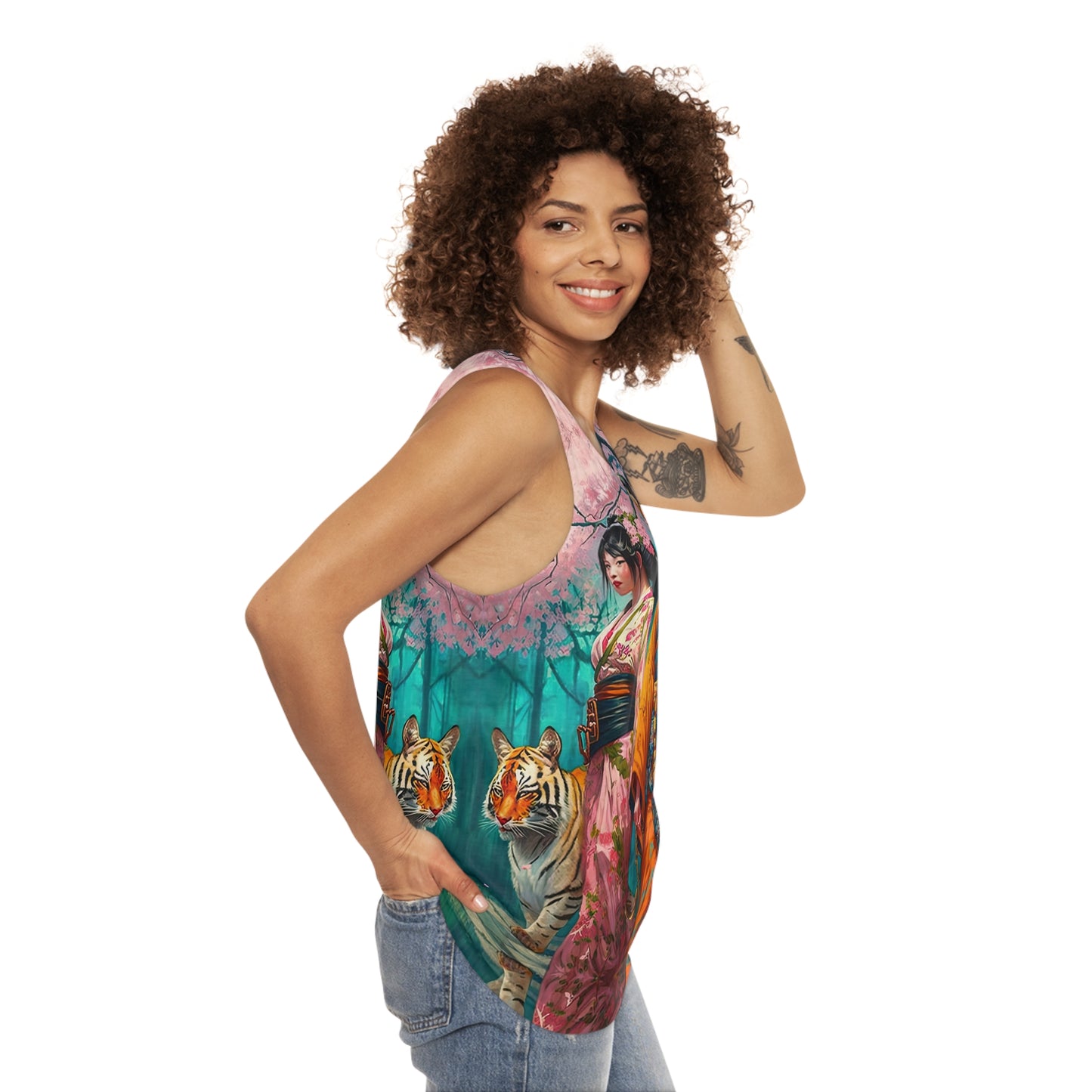 Cherry Blossom Tiger Geishas - Tank Top