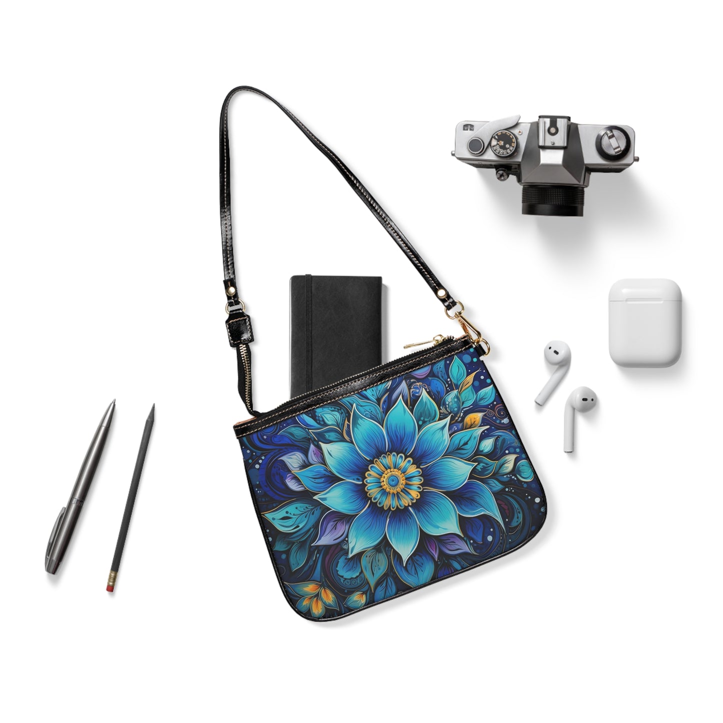 Blue Floral Mandala - Small Purse