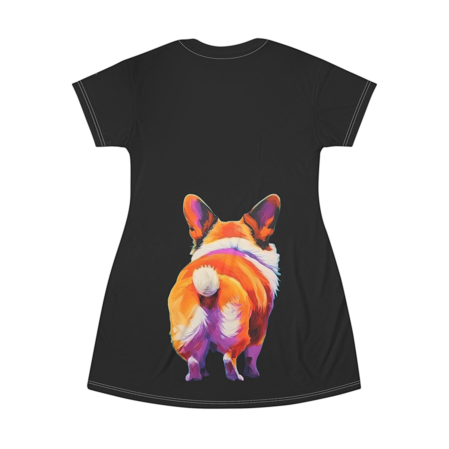 Corgi Butt in Black - Artsy T-Shirt Dress