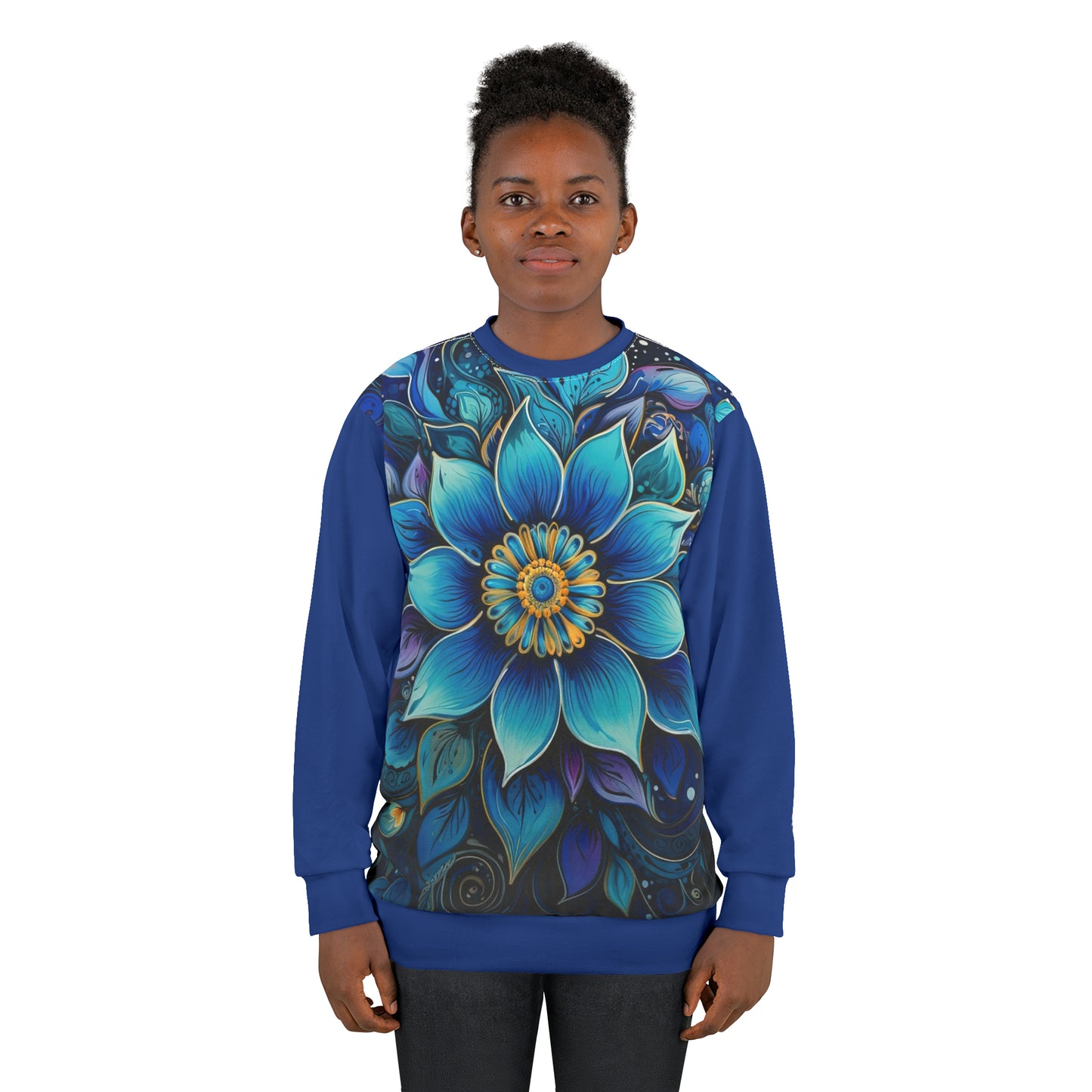 Blue Floral Mandala - Artistic Sweatshirt