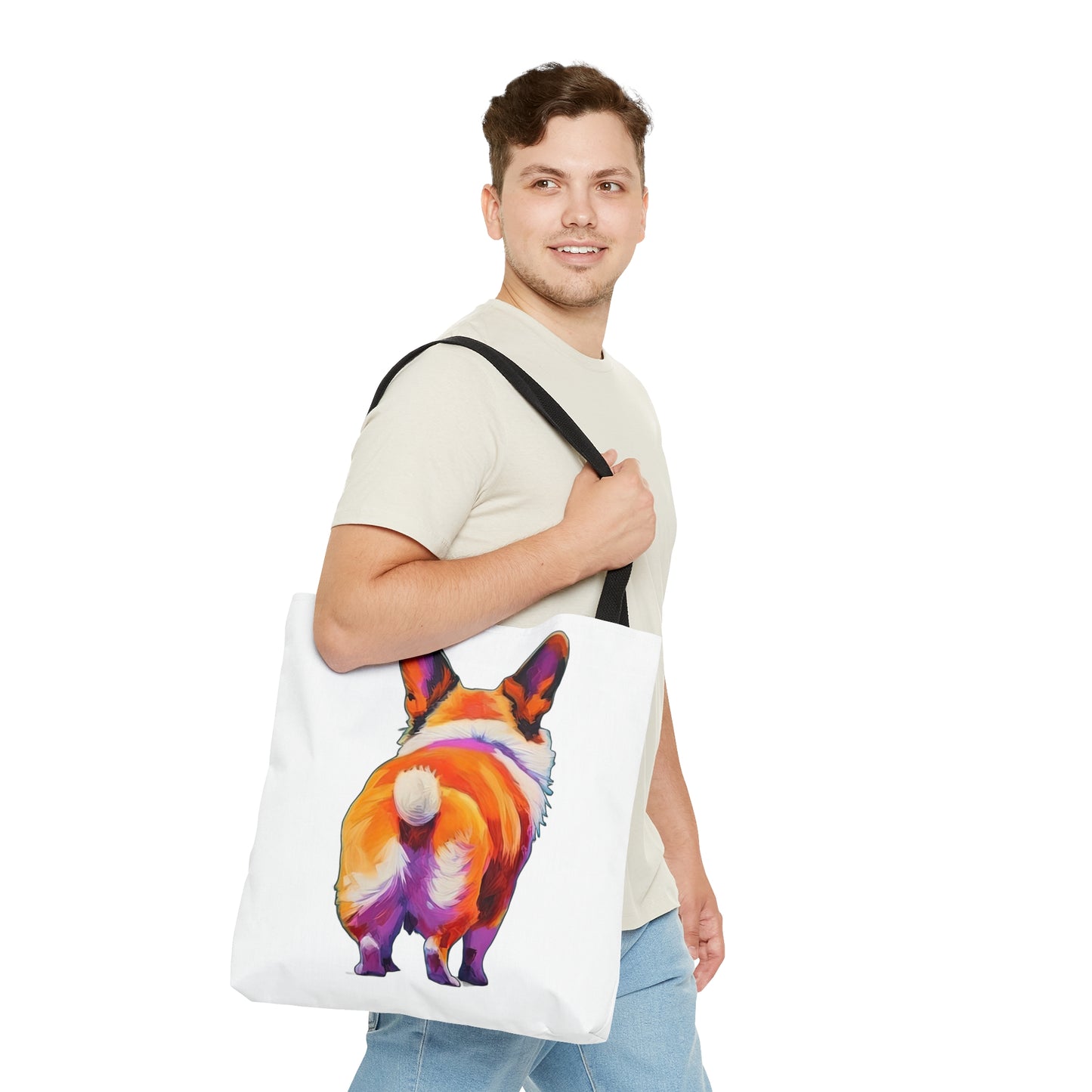 Corgi Butt in White - Artistic Tote Bag