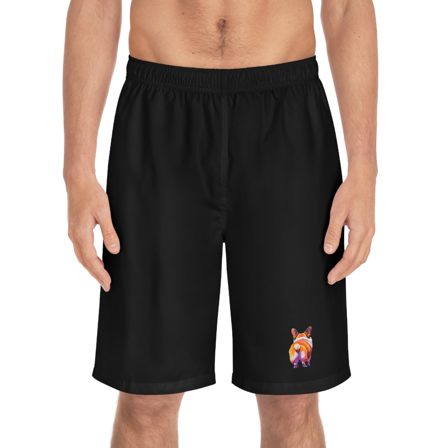 Corgi Butt in Black - Artistic Board Shorts