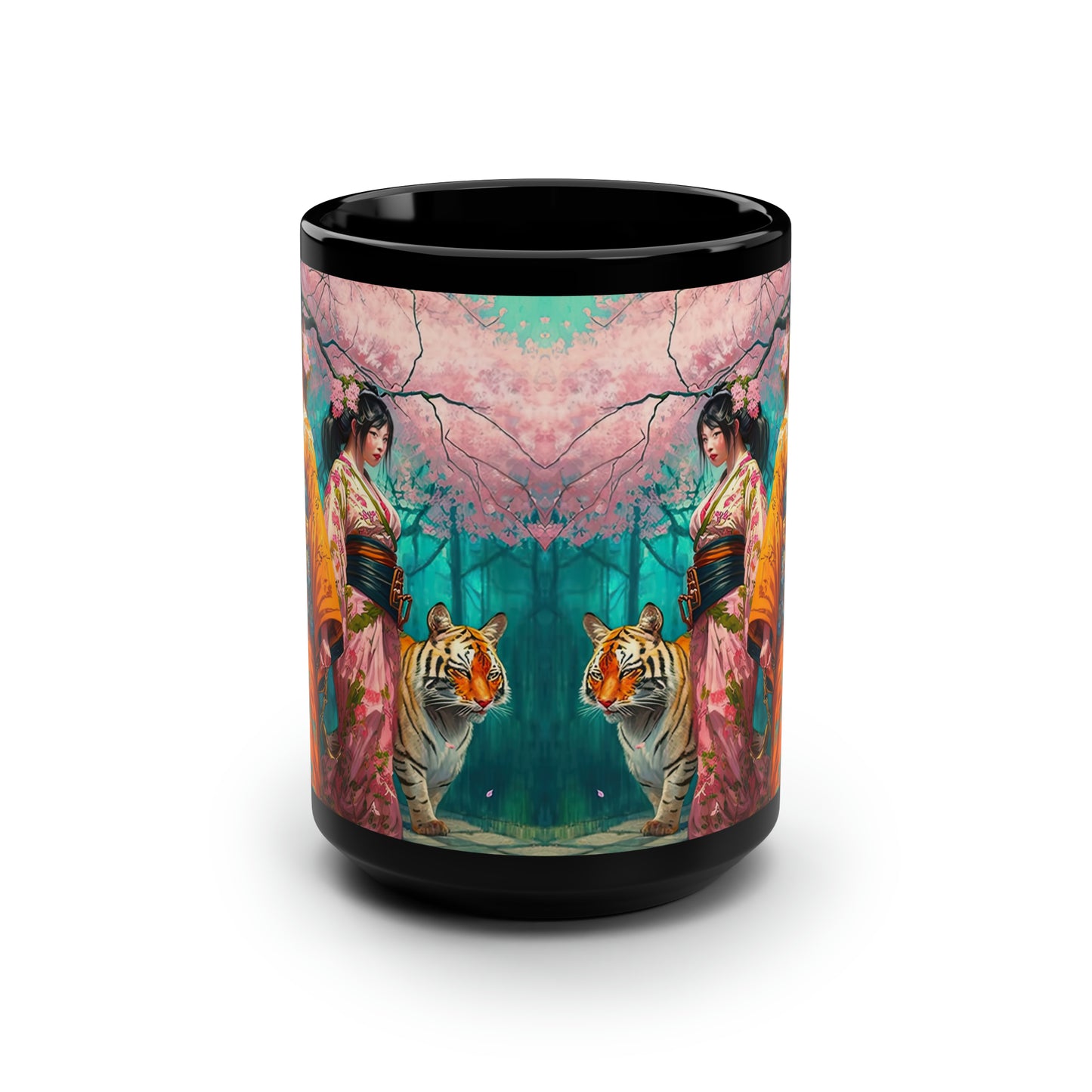 Cherry Blossom Tiger Geishas - Mug Art