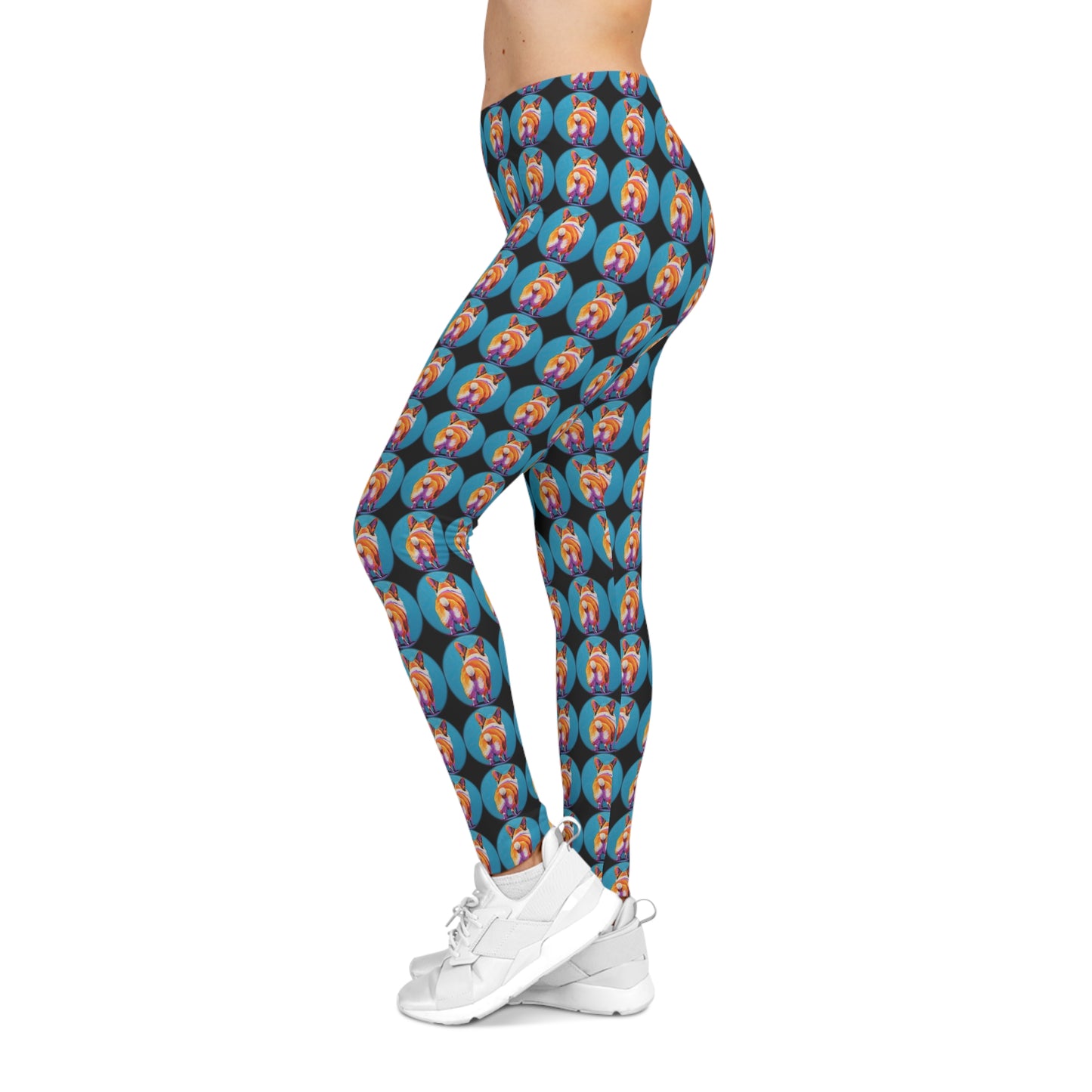 Corgi Butt Dots in Black - Artistic Leggings