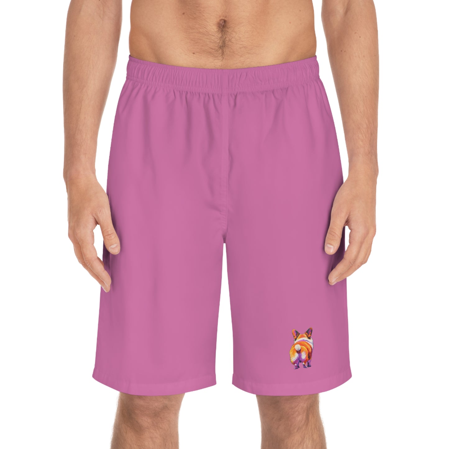 Corgi Butt Wiggle in Pink - Artistic Board Shorts