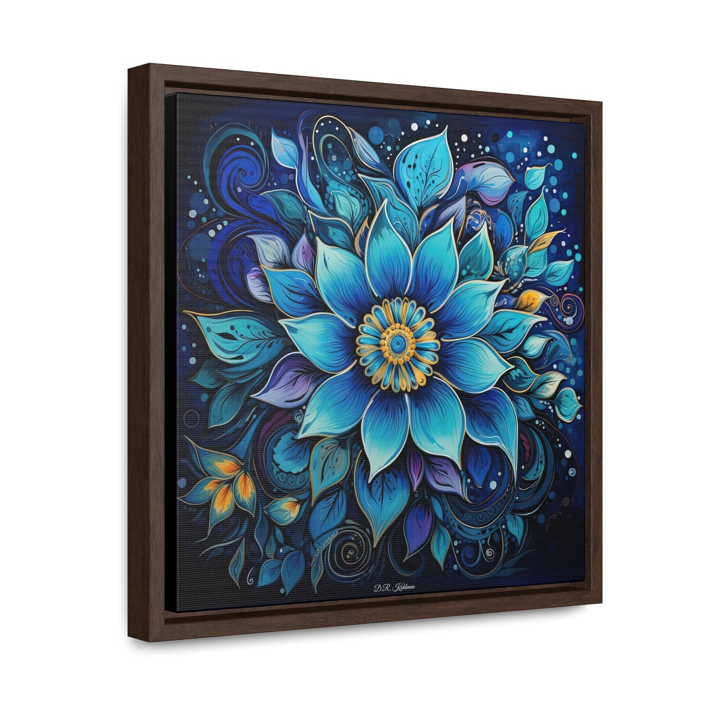 Blue Floral Mandala on Canvas