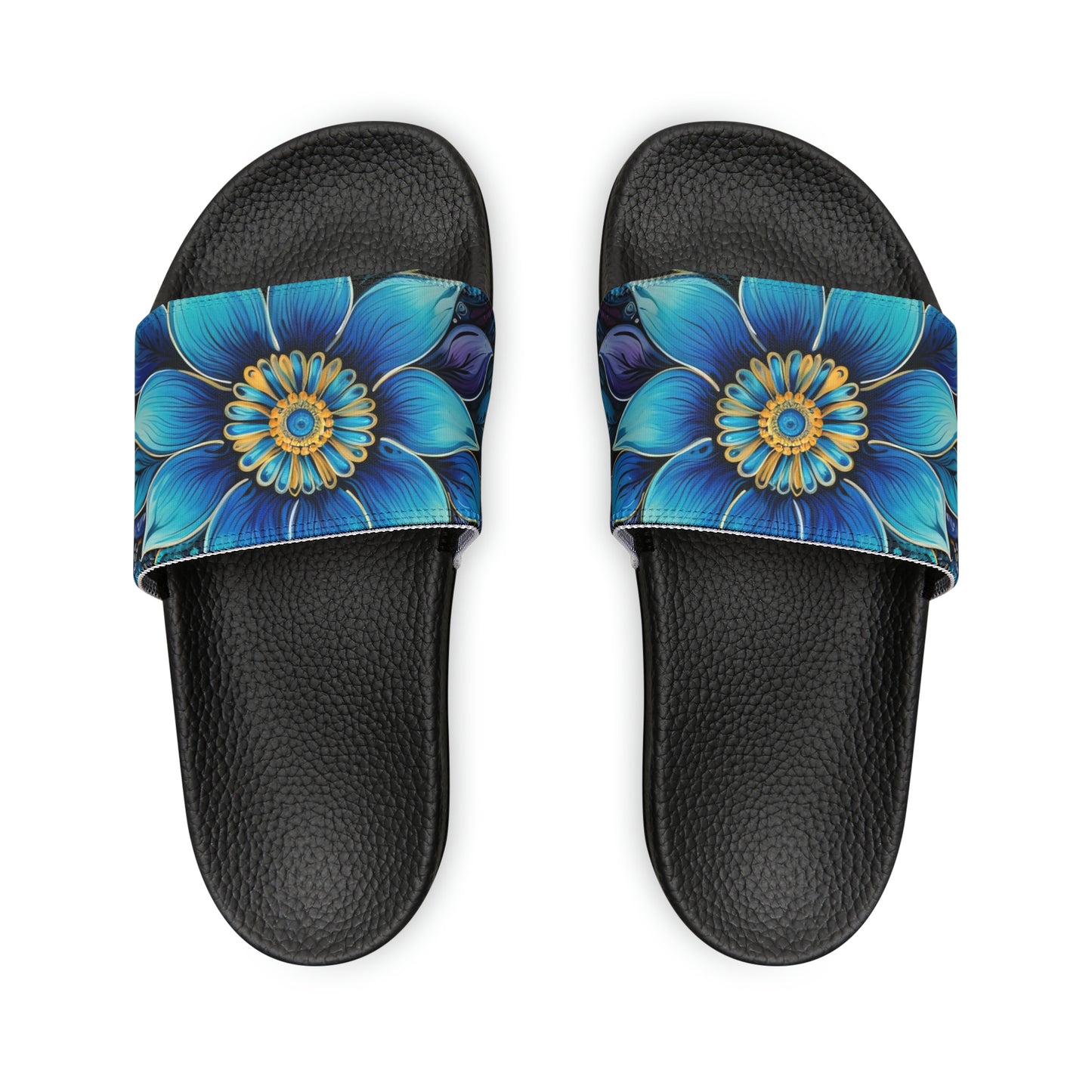 Blue Floral Mandala - Men's Slides