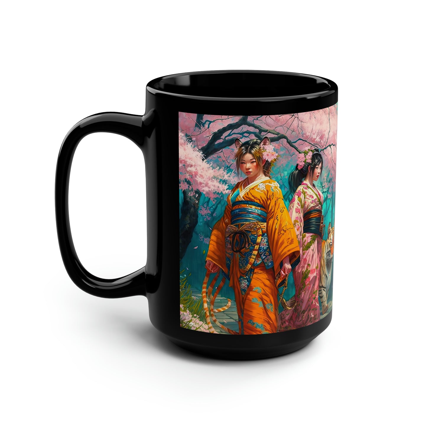 Cherry Blossom Tiger Geishas - Mug Art