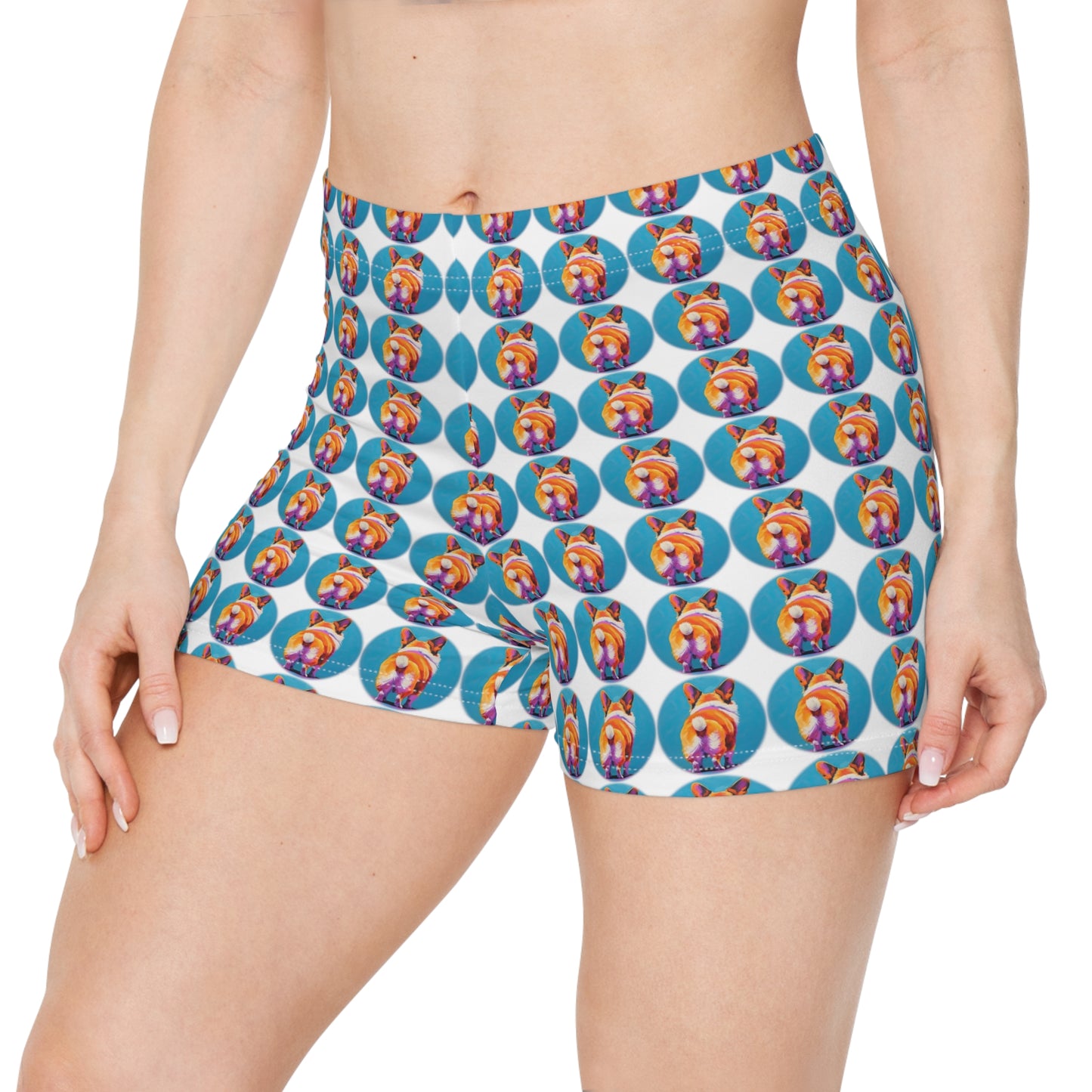 Corgi Butt Dots in White - Artistic Shorts