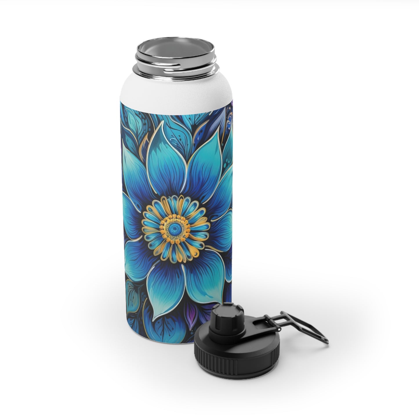 Blue Floral Mandala - Water Bottle