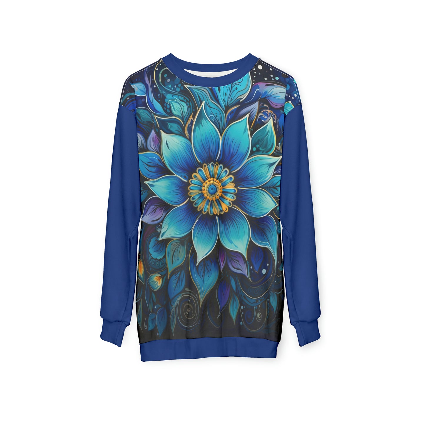 Blue Floral Mandala - Artistic Sweatshirt