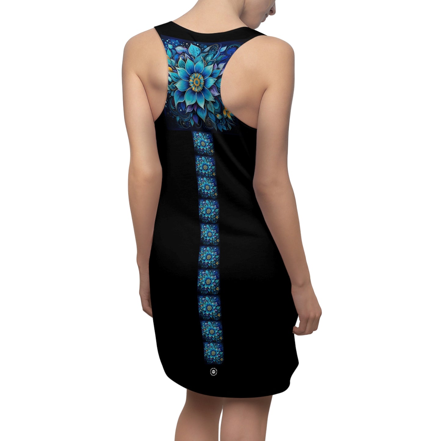 Blue Floral Mandala Trail - Artistic Racerback Dress