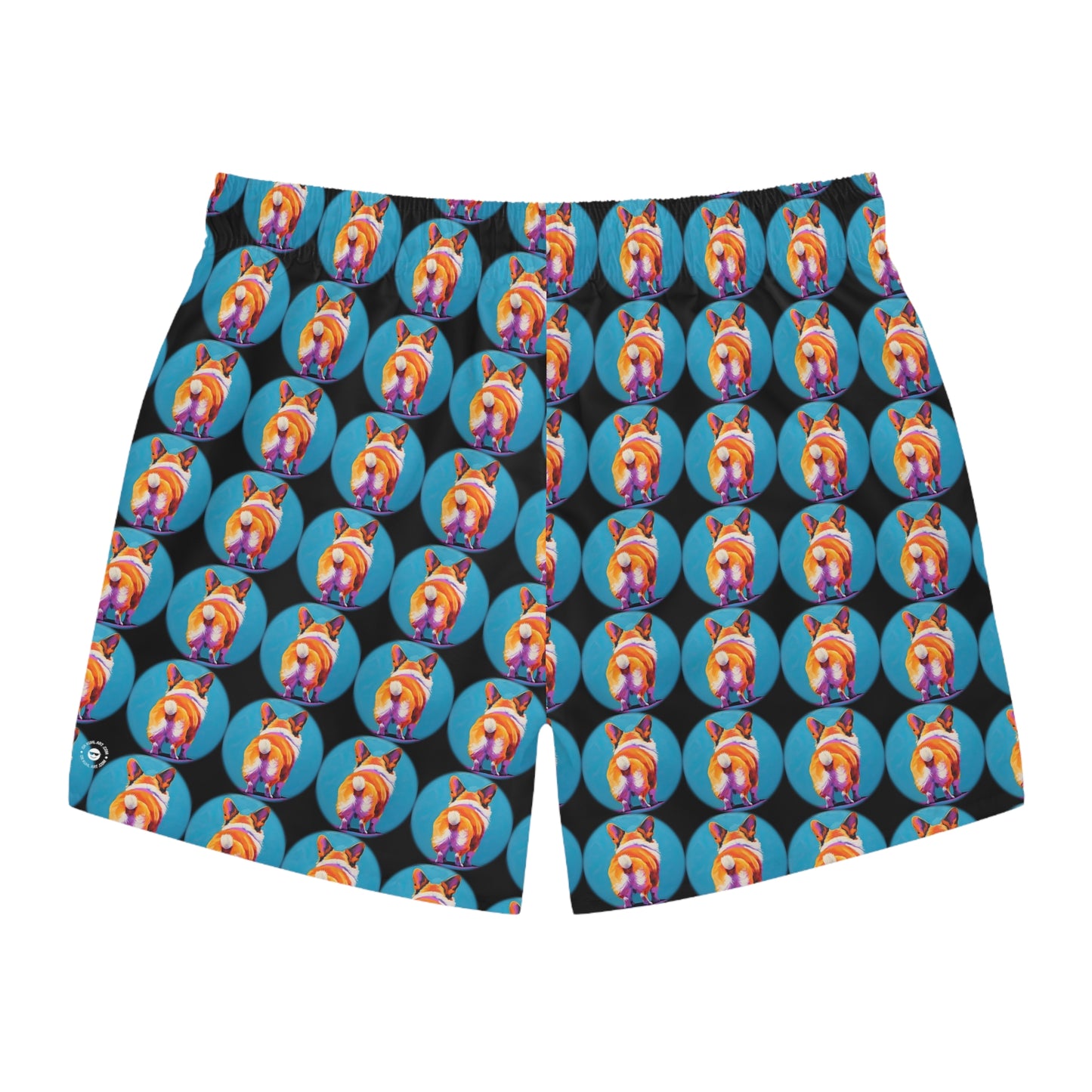 Corgi Butt Dots in Black - Artsy Swim Trunks