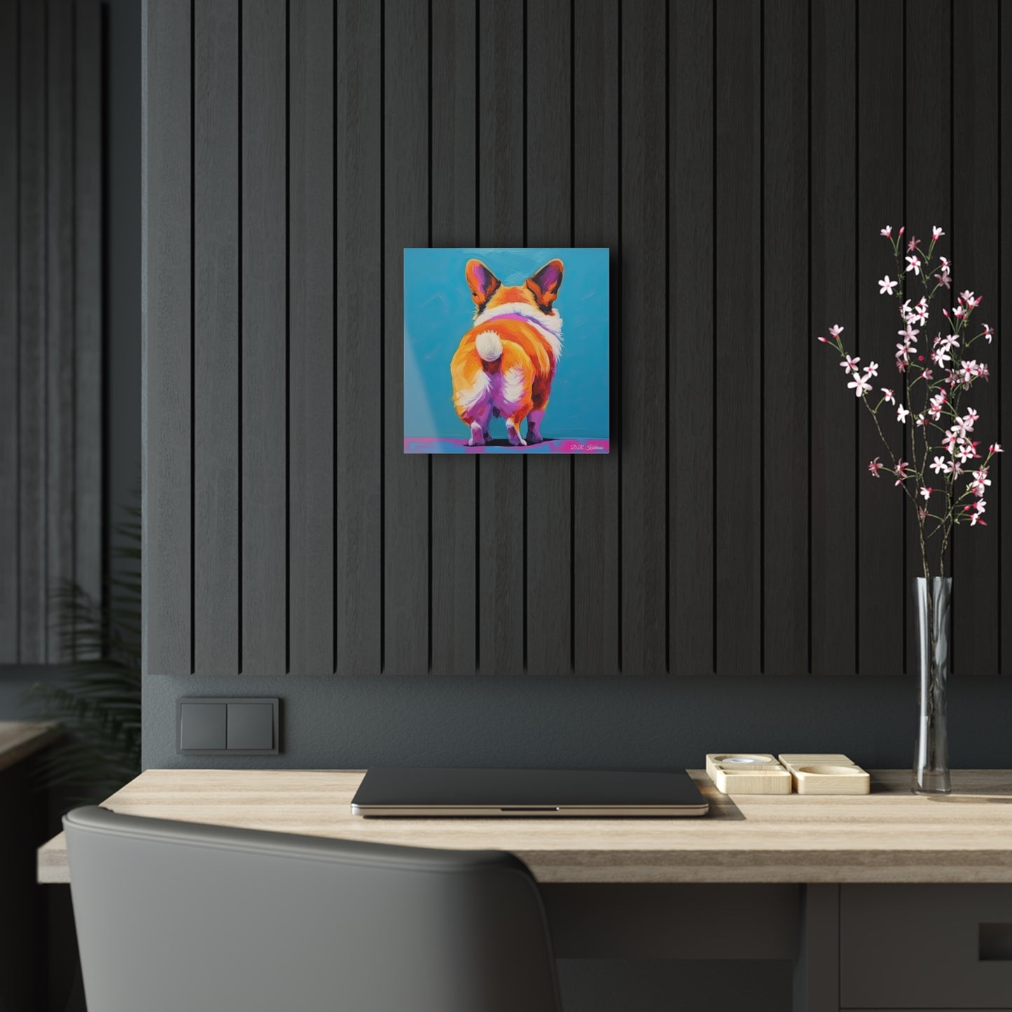 Corgi Butt in Blue on Acrylic