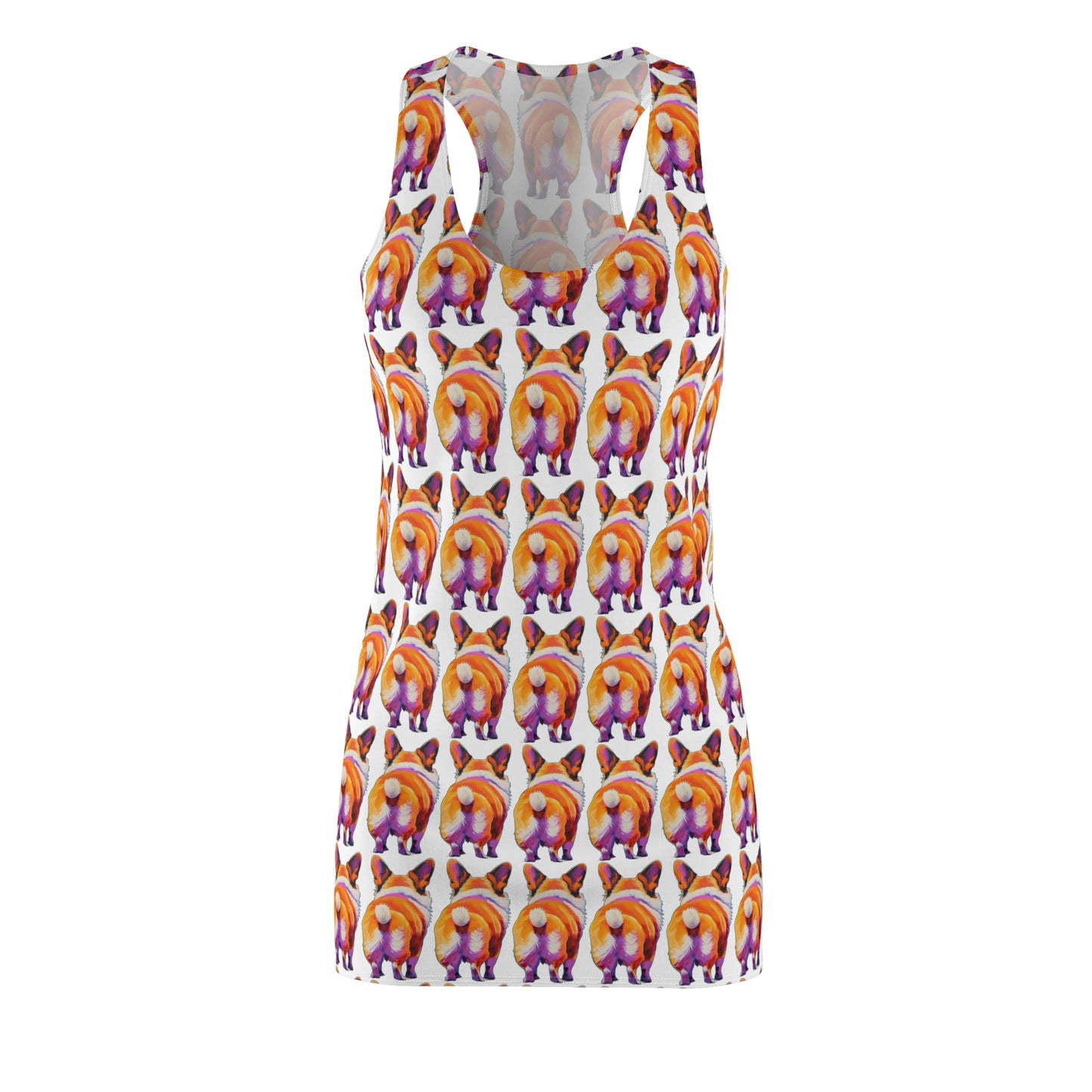 Corgi Butt Mosaic in White - Artistic Racerback Dress