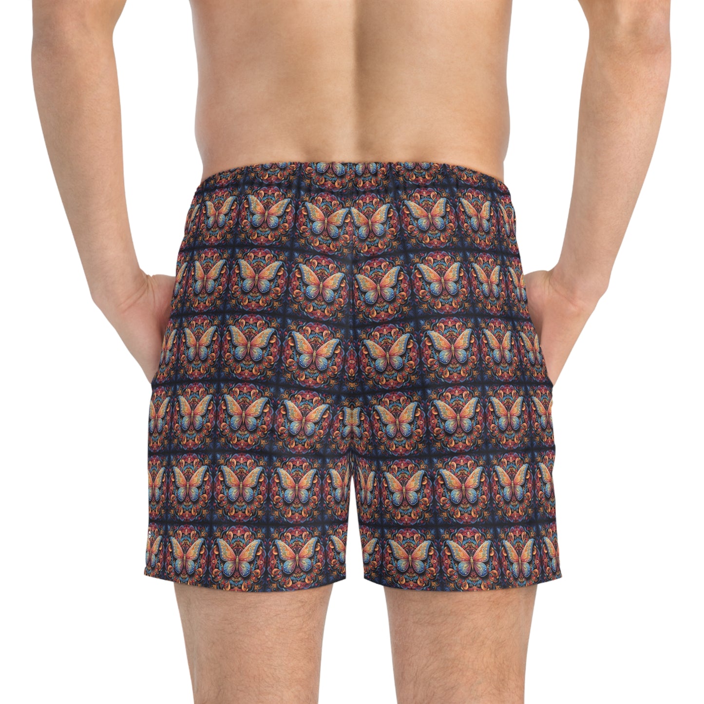 Butterfly Mandala Mosaic - Artsy Swim Trunks