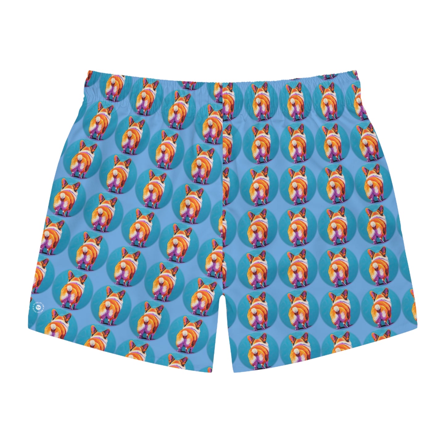 Corgi Butt Dots in Blue - Artsy Swim Trunks