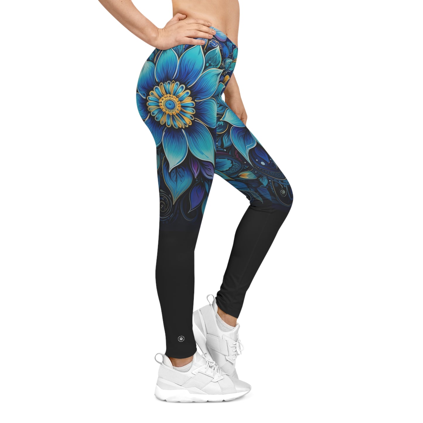 Blue Floral Mandala - Artistic Leggings