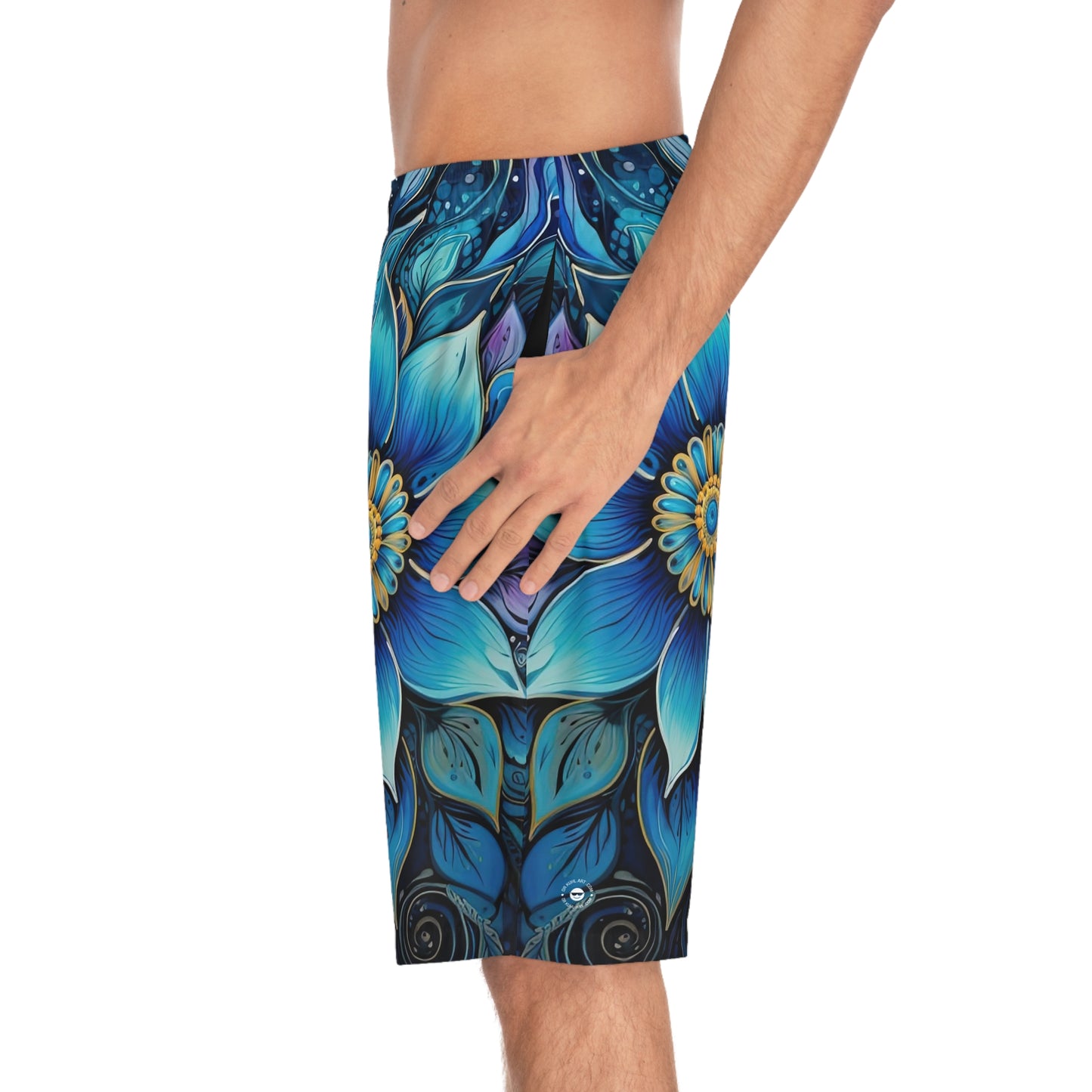 Blue Floral Mandala - Artistic Board Shorts