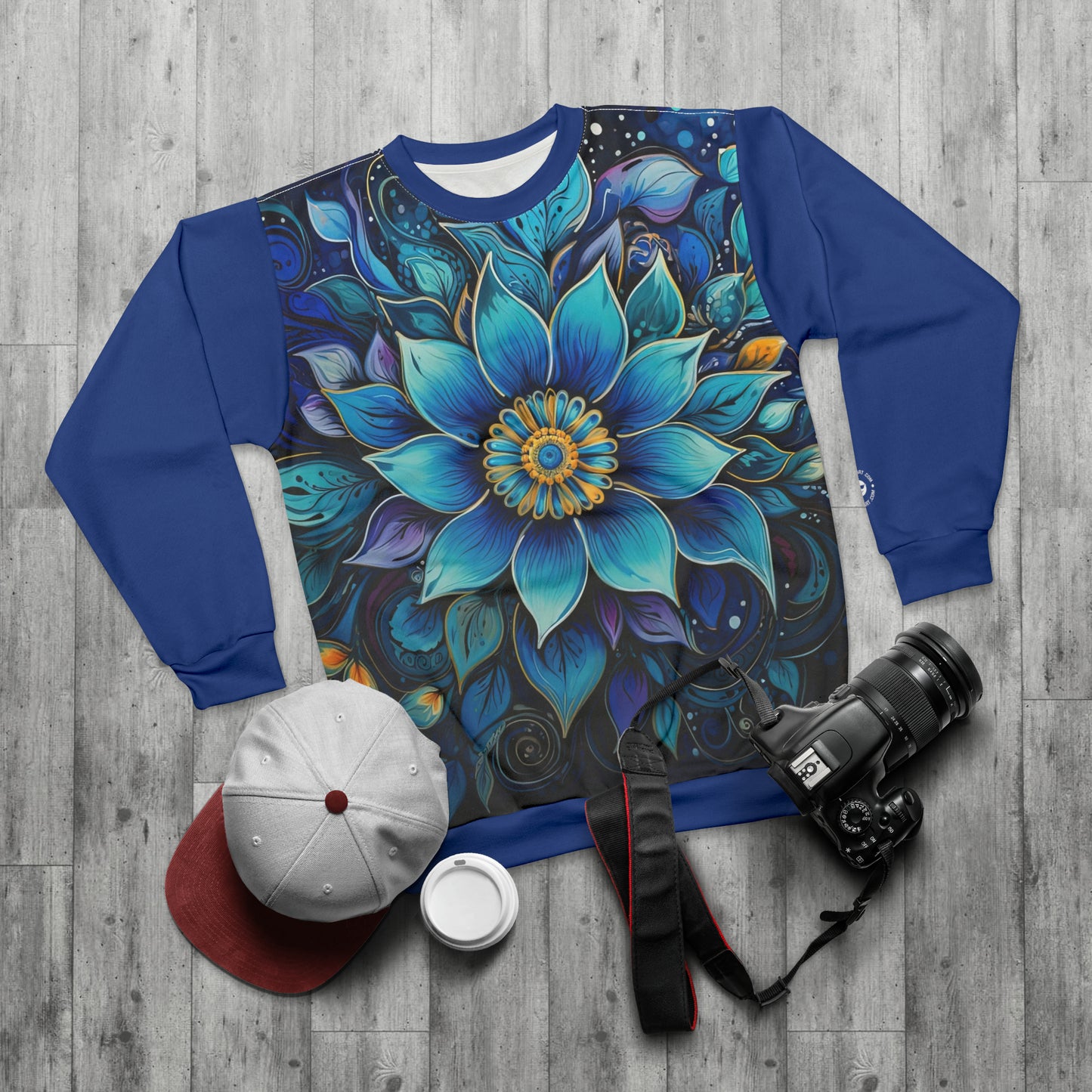 Blue Floral Mandala - Artistic Sweatshirt