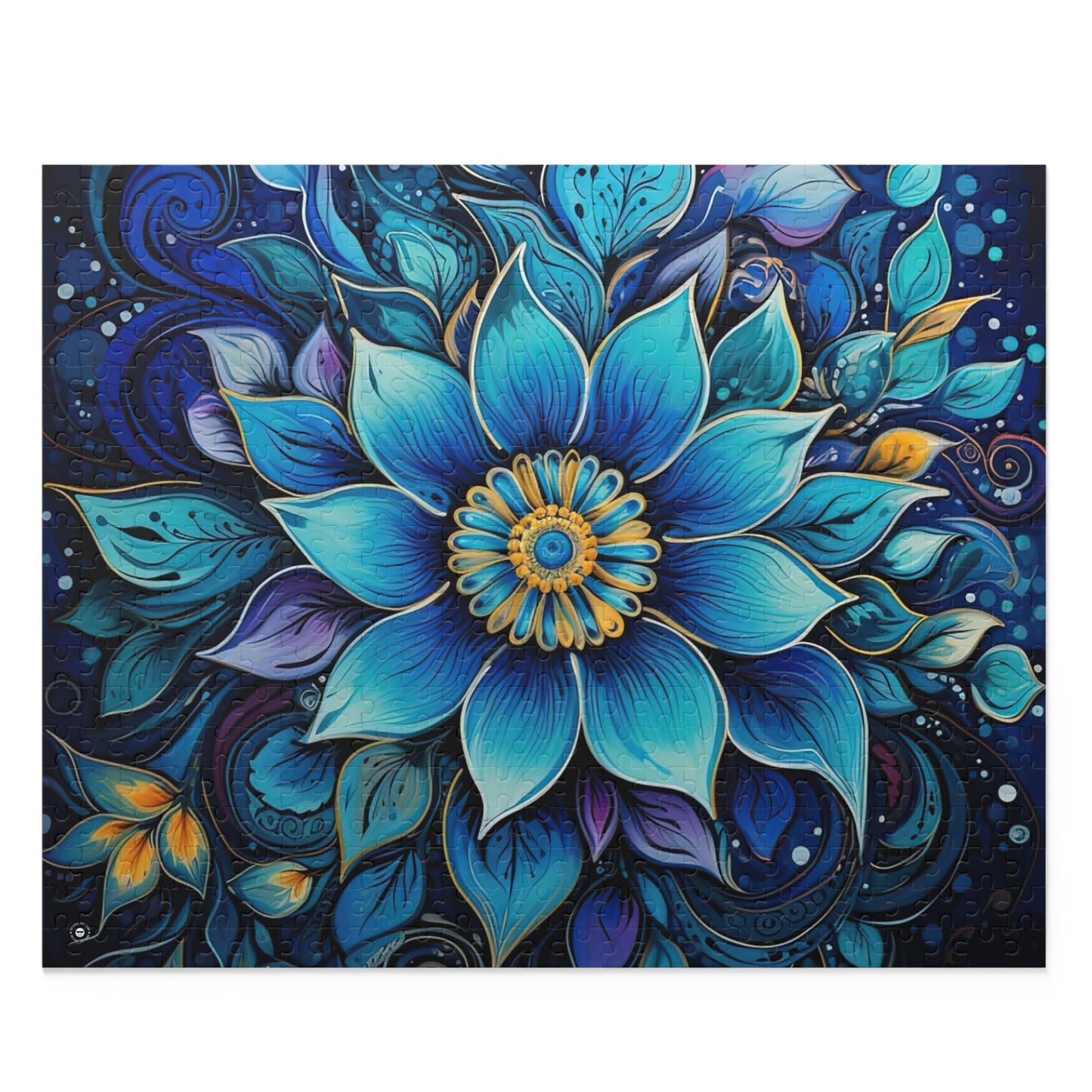 Blue Floral Mandala - Jigsaw Puzzle