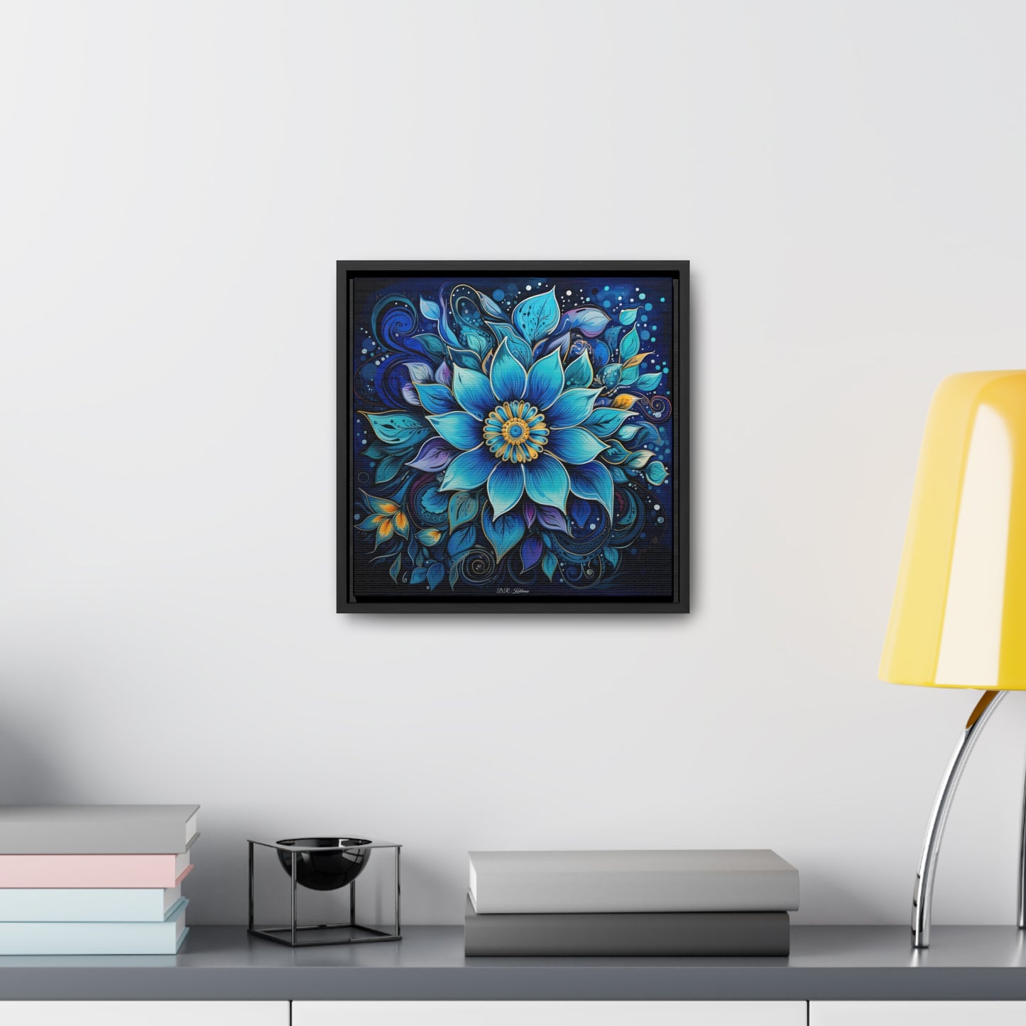 Blue Floral Mandala on Canvas