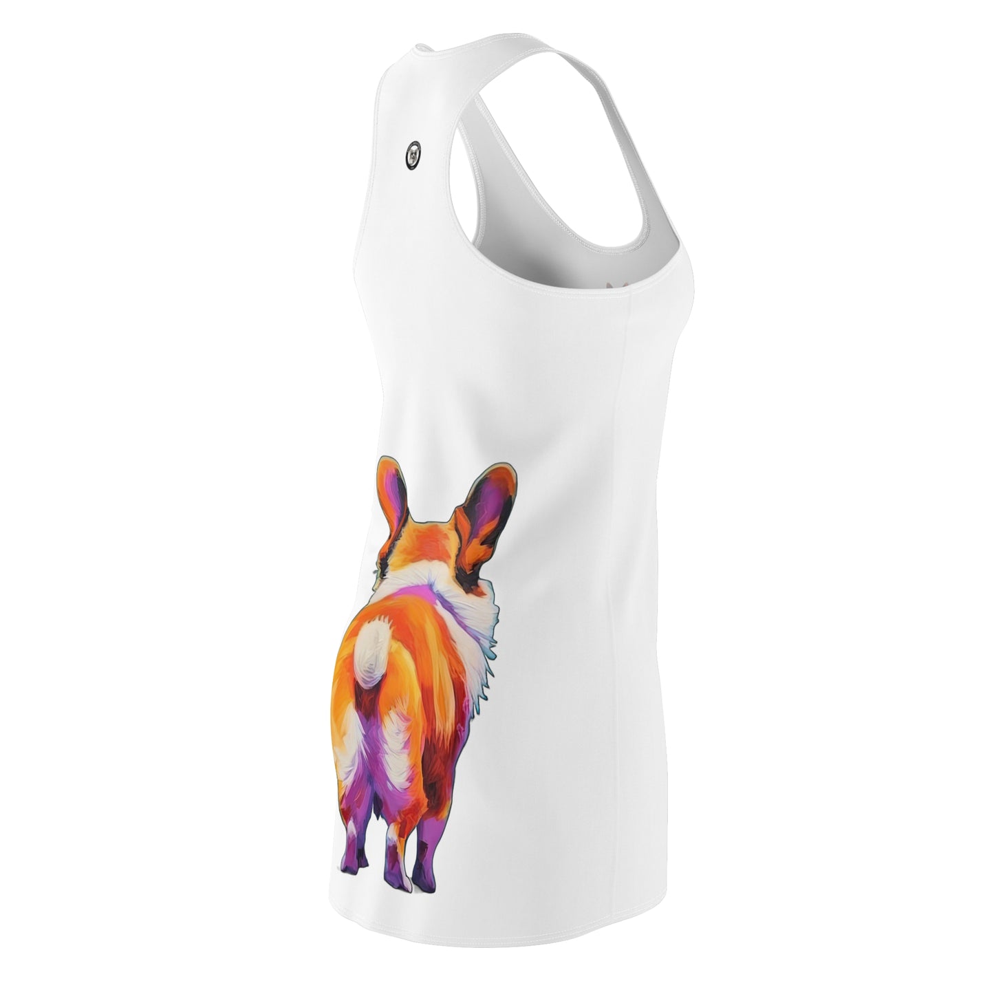 Corgi Butt in White - Artistic Racerback Dress