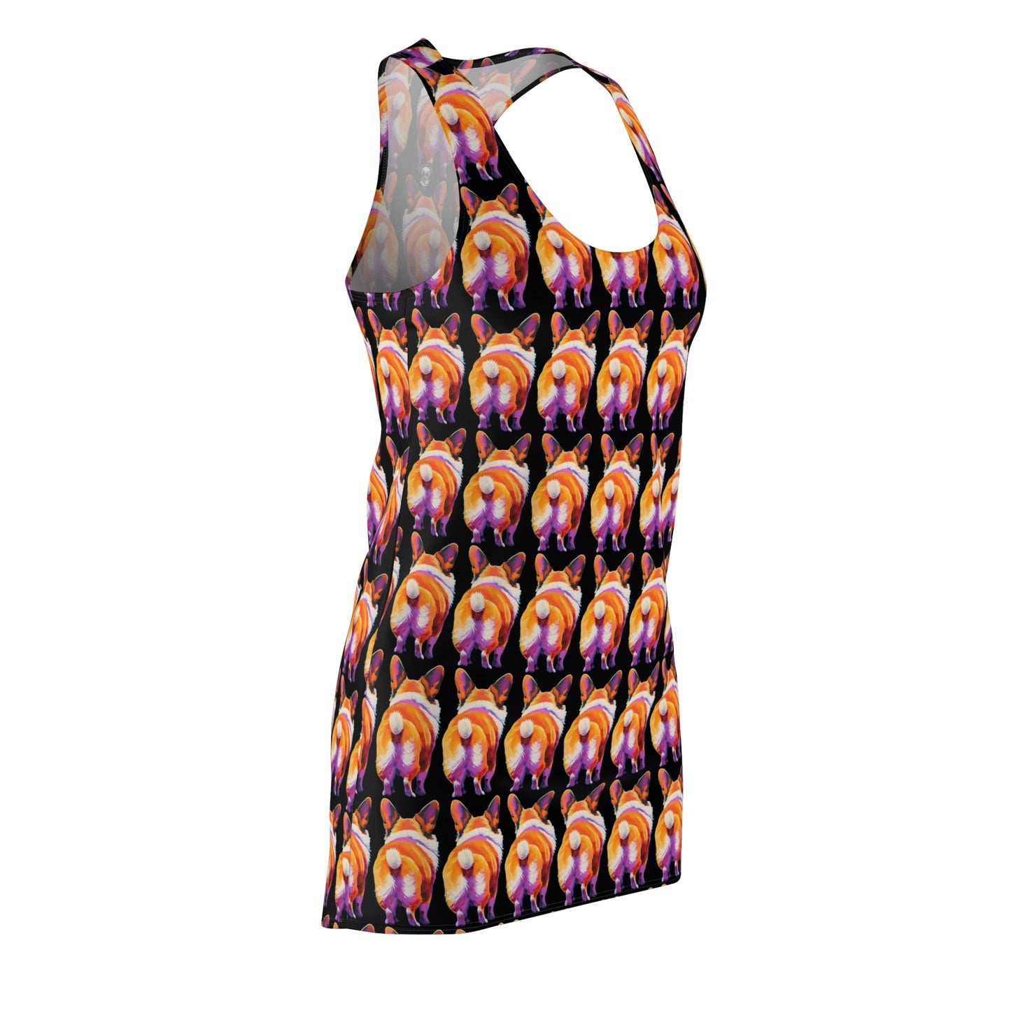 Corgi Butt Mosaic in Black - Artistic Racerback Dress