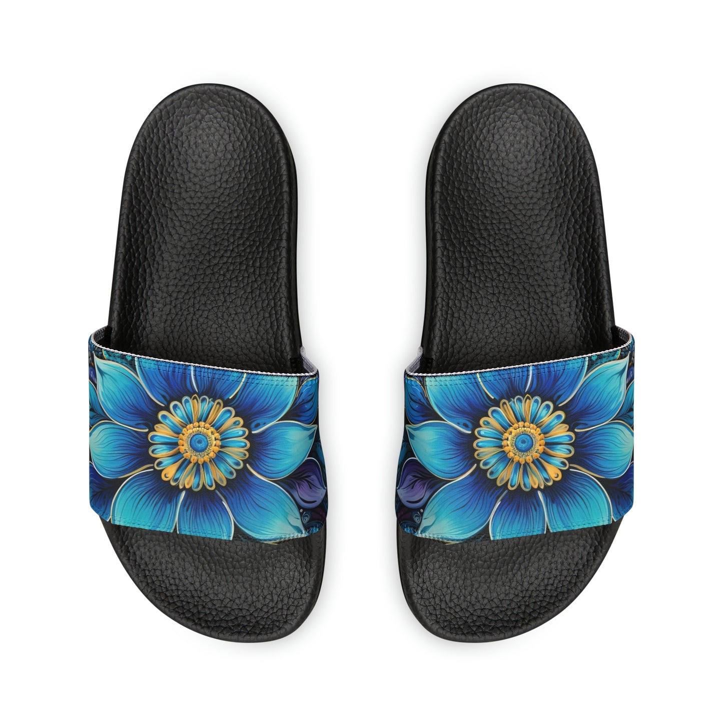 Blue Floral Mandala - Men's Slides