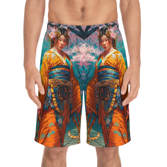 Geisha in Orange - Artistic Board Shorts