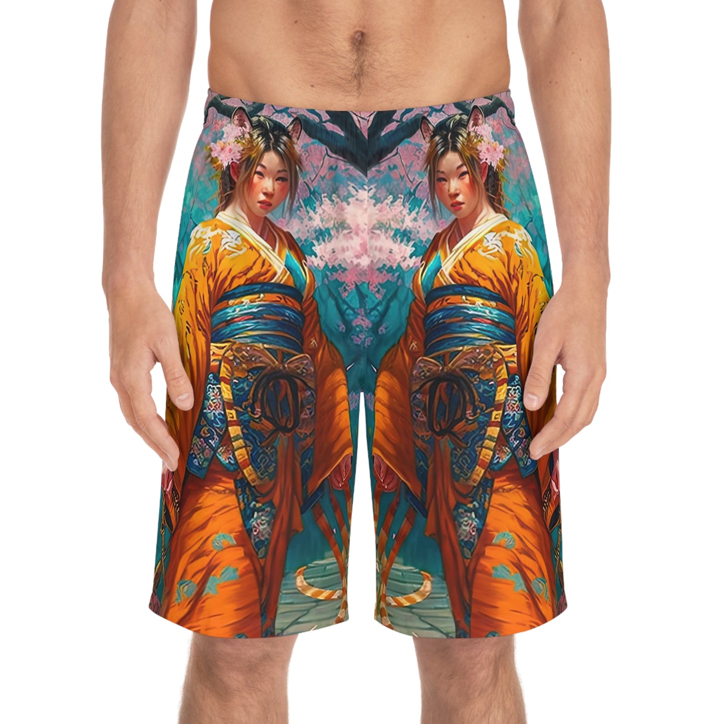 Geisha in Orange - Artistic Board Shorts