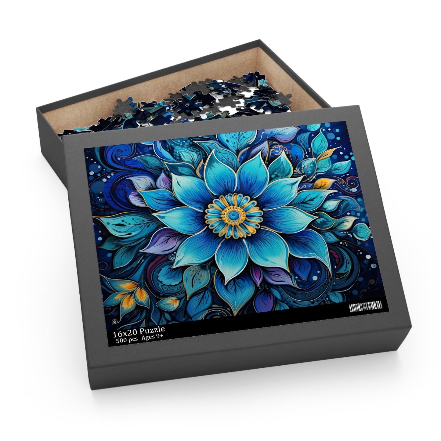 Blue Floral Mandala - Jigsaw Puzzle