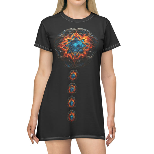 Fire and Ice Trail - Artsy T-Shirt Dress