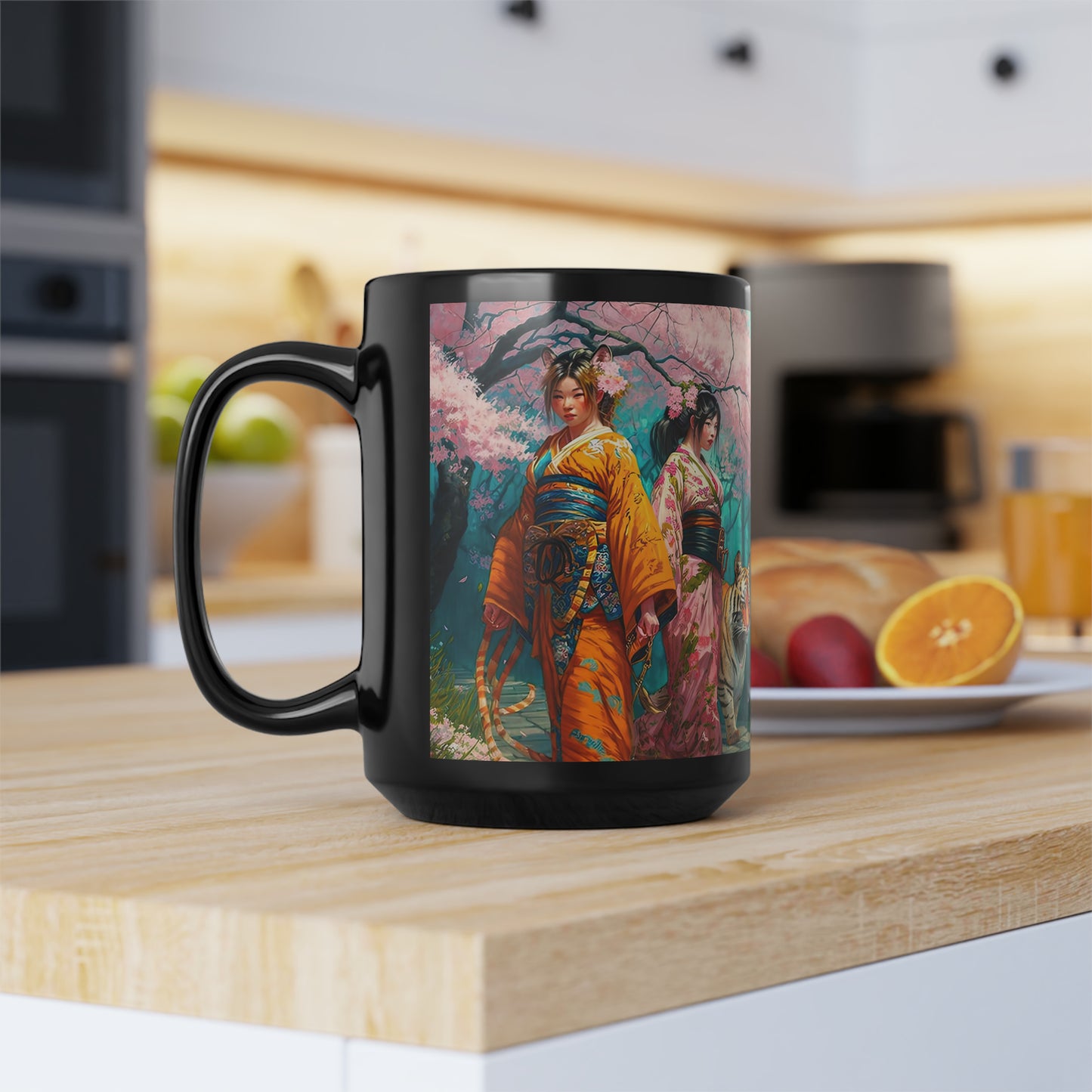 Cherry Blossom Tiger Geishas - Mug Art