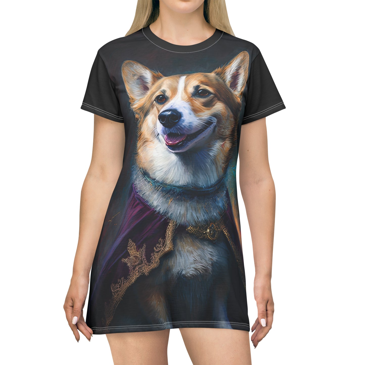 Corgi Royalty - Artsy T-Shirt Dress