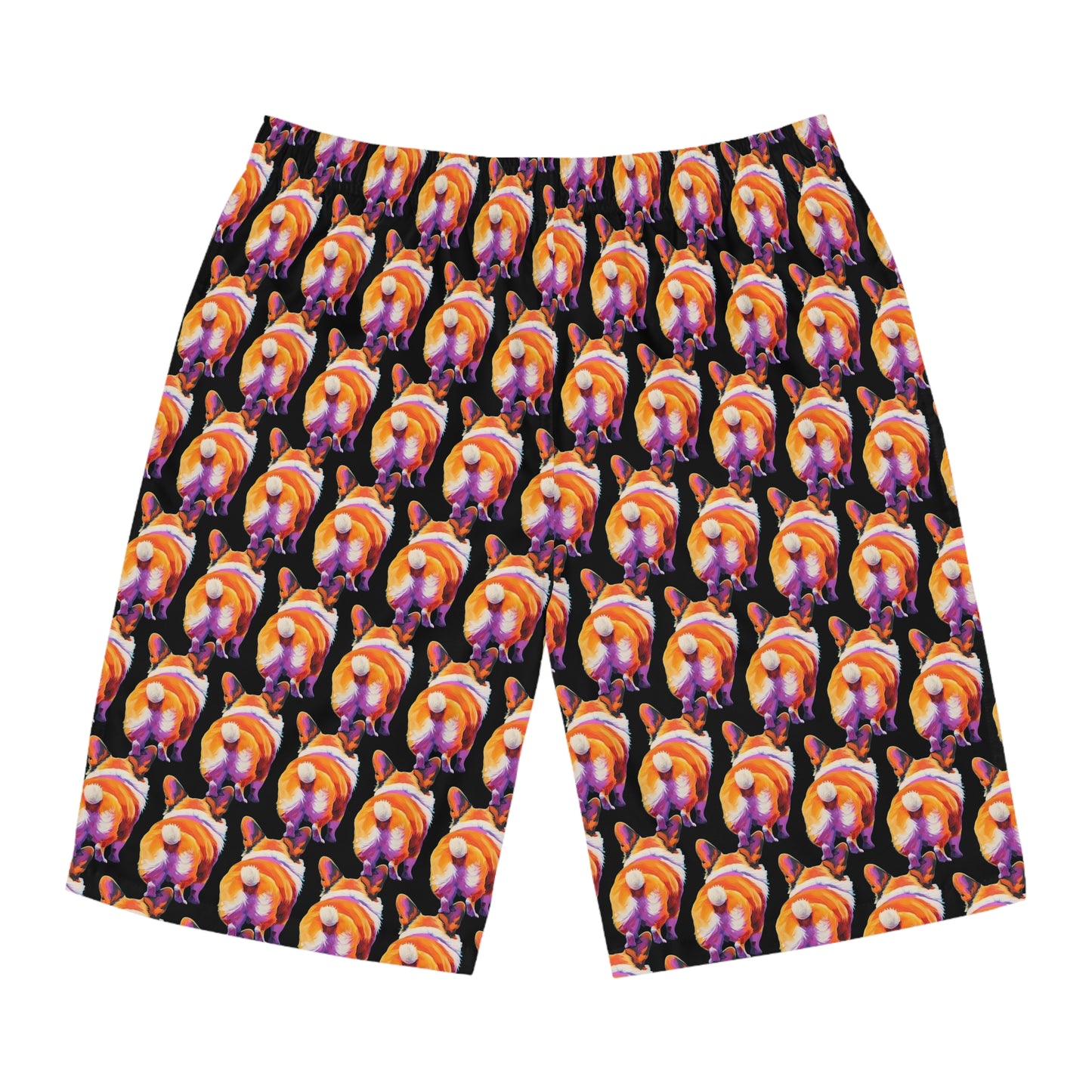 Corgi Butt Mosaic in Black - Artistic Board Shorts